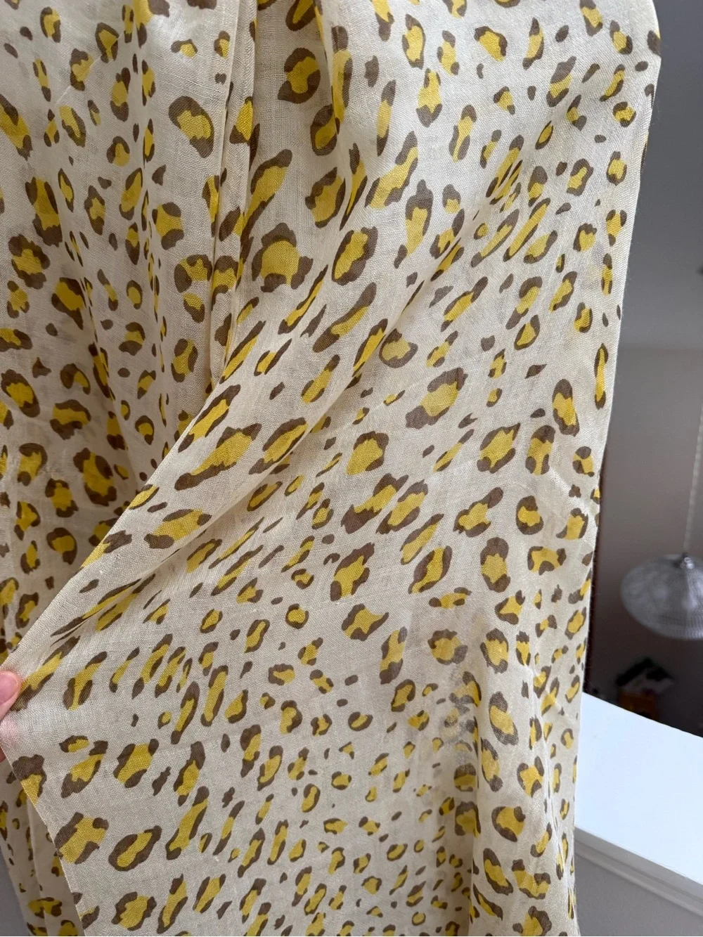 Leopard Print Yellow Scarf (20% Silk)